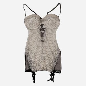 Victoria's Secret Black and White Lace Chemise